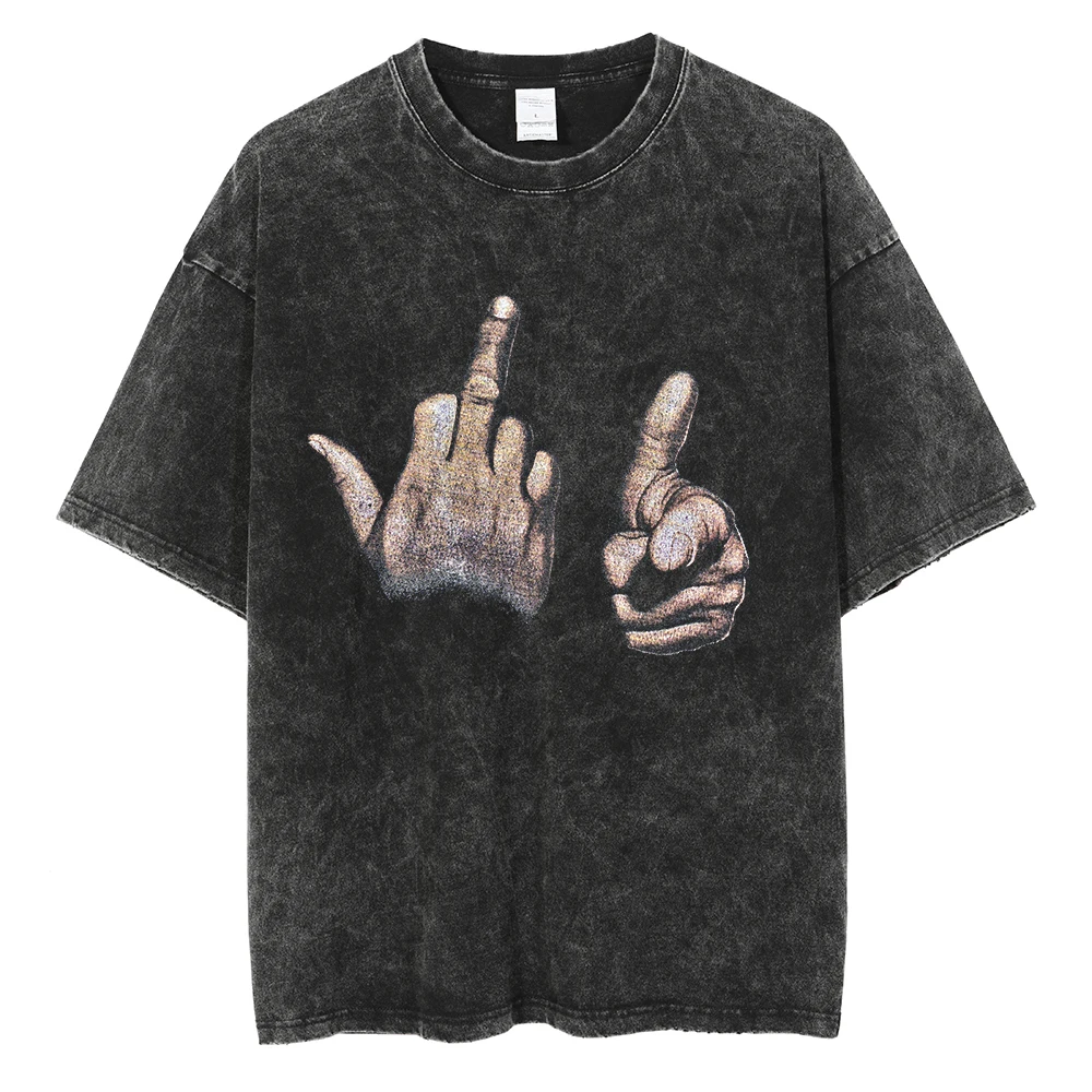 Retro Tshirt Men Oversized Despise Gesture Graphic T-Shirt Hip-Hop Streetwear Cotton Summer Washed Short Sleeve Vintage T-Shirt
Retro Tshirt Men Oversized Despise Gesture Graphic T-Shirt Hip-Hop Streetwear Cotton Summer Washed Short Sleeve Vintage T-Shirt