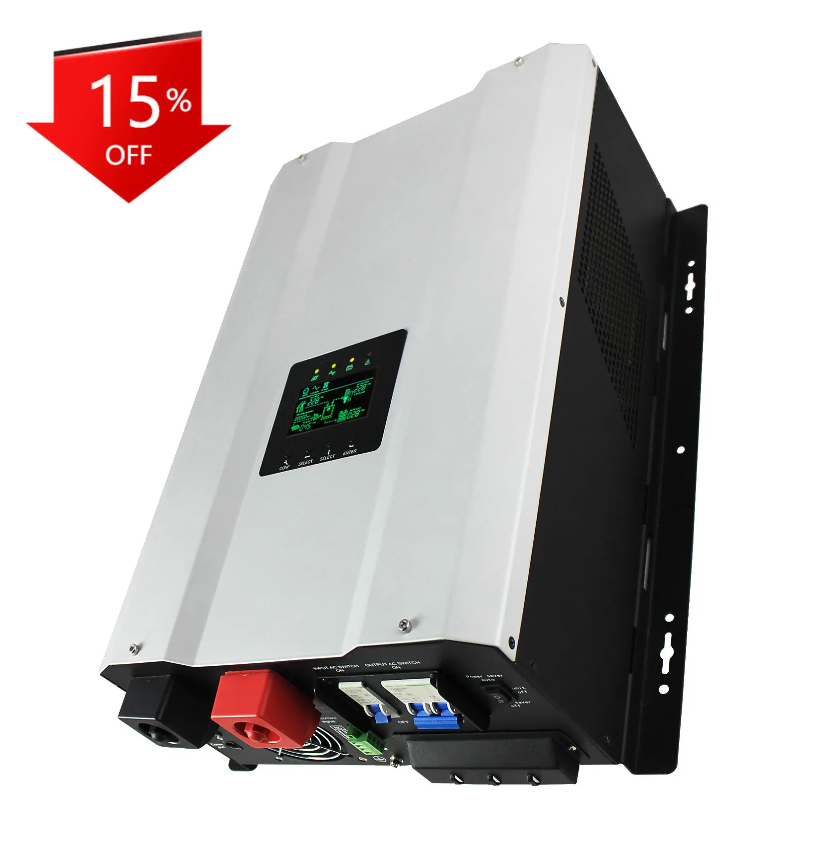Single Phase Split Phase 15kva 12kw 48v Inverter Built In 60A 120A Mppt Off Grid Pure Sine Wave Hybrid Solar Inverter
Single Phase Split Phase 15kva 12kw 48v Inverter Built In 60A 120A Mppt Off Grid Pure Sine Wave Hybrid Solar Inverter