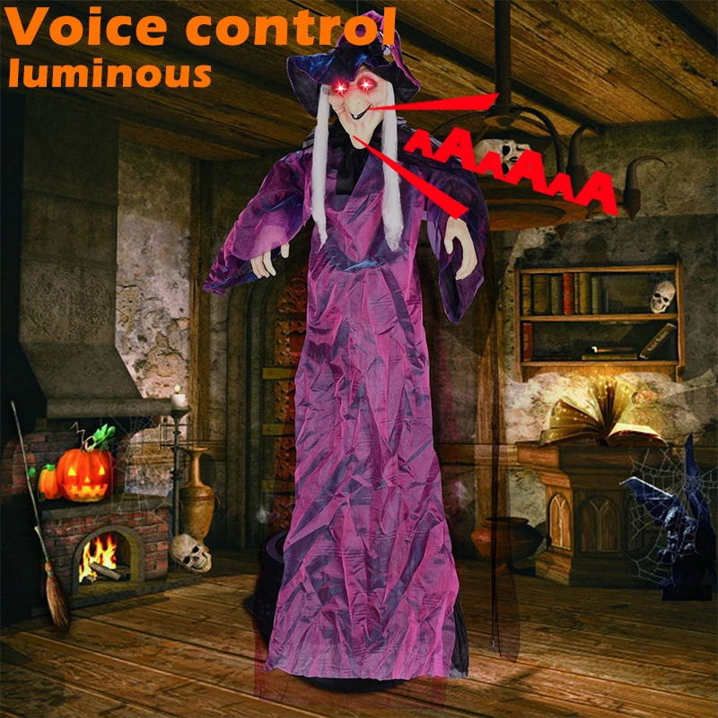 Halloween Horror Glowing Witch Dolls Hanging Ghost Pendant Voice Induction Control Prop LED Eyes For Bar Home Garden Scary Decor
Halloween Horror Glowing Witch Dolls Hanging Ghost Pendant Voice Induction Control Prop LED Eyes For Bar Home Garden Scary Decor
