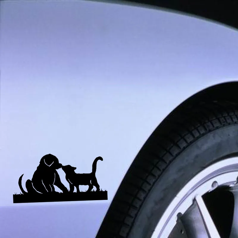 

15.2CM*8.9CM for Ford stickers decorative art car stickers vinyl decals cute cat and dog friends black silver