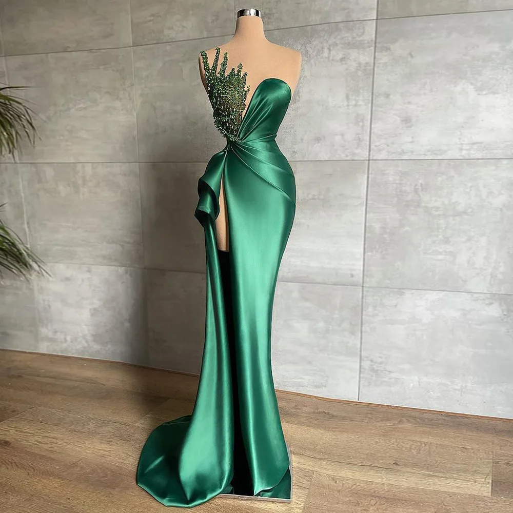 New Arrival 2022 Sheer O Neck Delicate Beaded Dark Green Satin Formal Gown Straight Long Evening Dresses
New Arrival 2022 Sheer O Neck Delicate Beaded Dark Green Satin Formal Gown Straight Long Evening Dresses