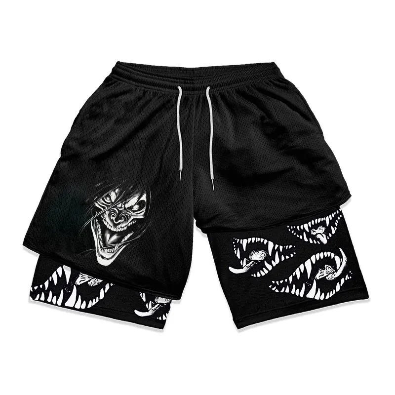

Anime Attack On Titan Gym Compression Shorts Men 2 In1 Mesh Quick Dry Summer Bodybuilding Fitness Running Performance Shorts