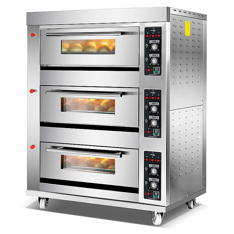 3 Deck 6 Trays Commercial Kitchen Gas Oven Bakery Machine Equipment Baking Oven Bread Cake Deck Oven 
3 Deck 6 Trays Commercial Kitchen Gas Oven Bakery Machine Equipment Baking Oven Bread Cake Deck Oven