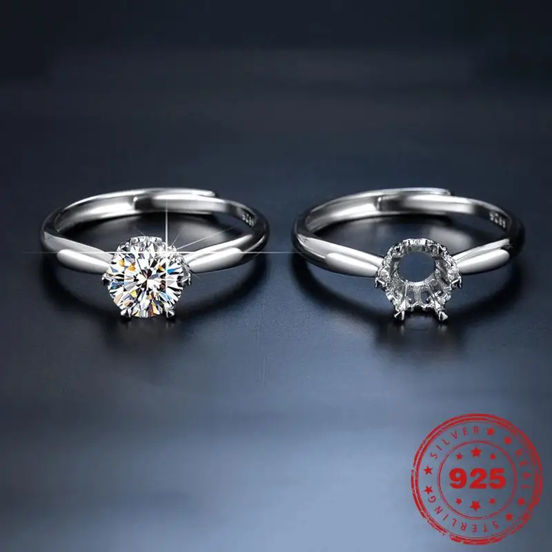 

HOYON Genuine 1 carat moissanite ring s925 sterling silver for women wedding inlaid super flash D Color VVS diamond ring free