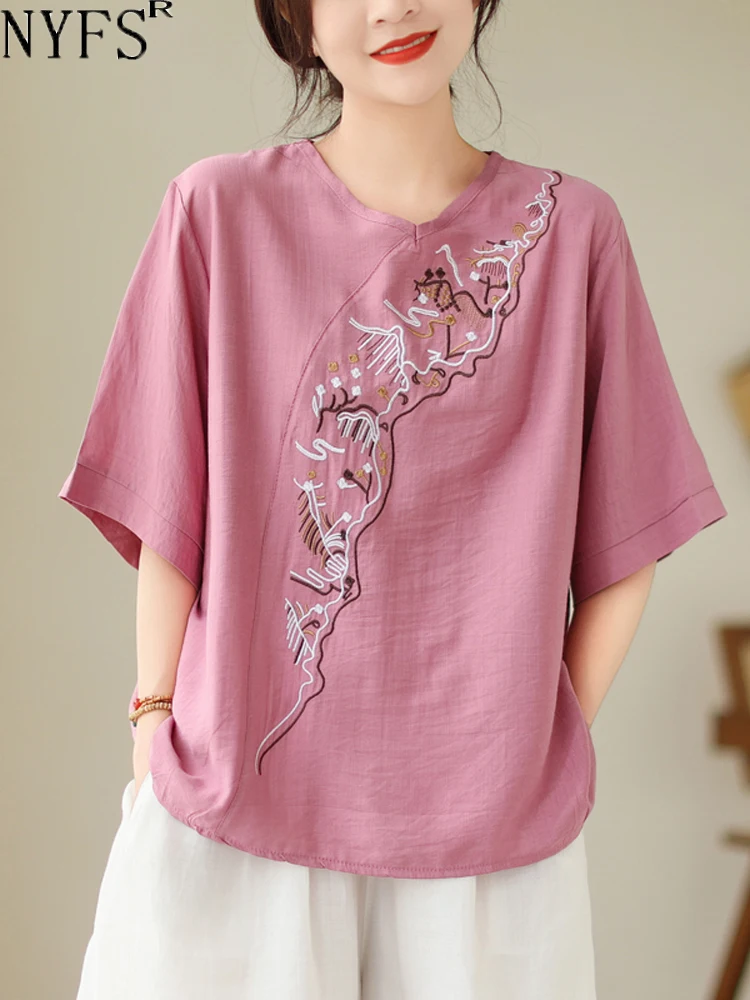 2023 Summer New Office Lady Woman Tops Loose Plus Size All-Match Embroidered Half SleevesT Shirt
2023 Summer New Office Lady Woman Tops Loose Plus Size All-Match Embroidered Half SleevesT Shirt