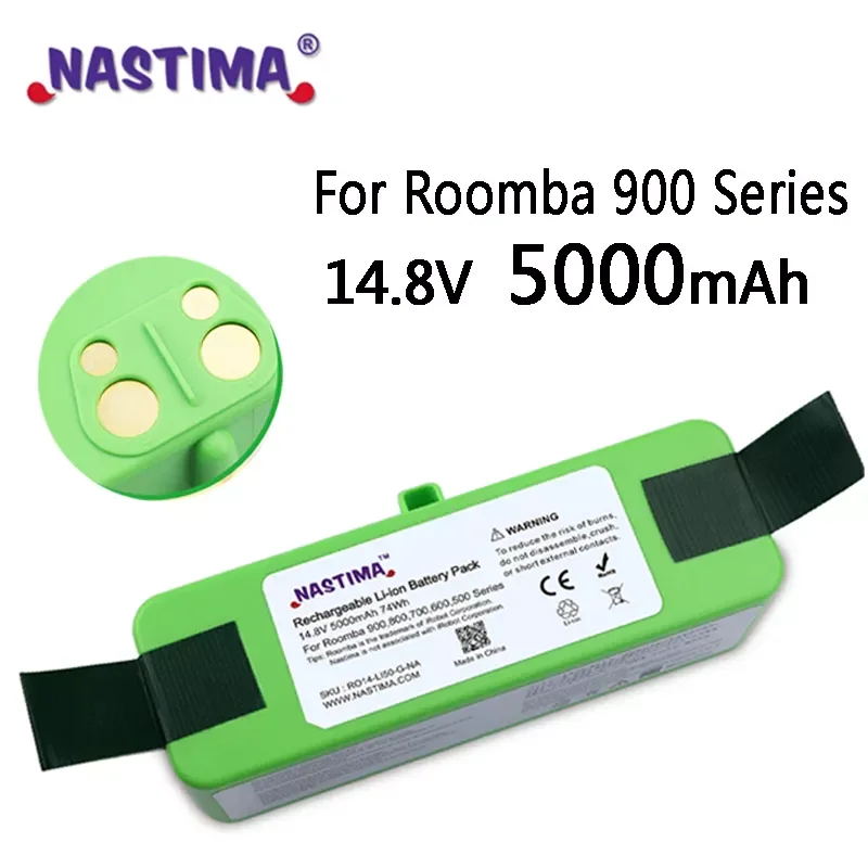 

NASTIMA Li-ion Battery 14.8V 5000mAh for iRobot Roomba 900 800 700 600 500 Series 960 980 985 550 560 610 680 690 780 870 890