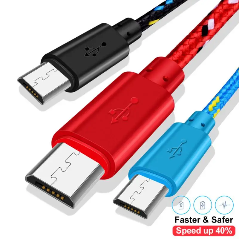 

Micro USB Cable 1m/2m/ Data Sync USB Charger Cable For Samsung Huawei Xiaomi HTC Android Phone Nylon Braided Microusb Cables