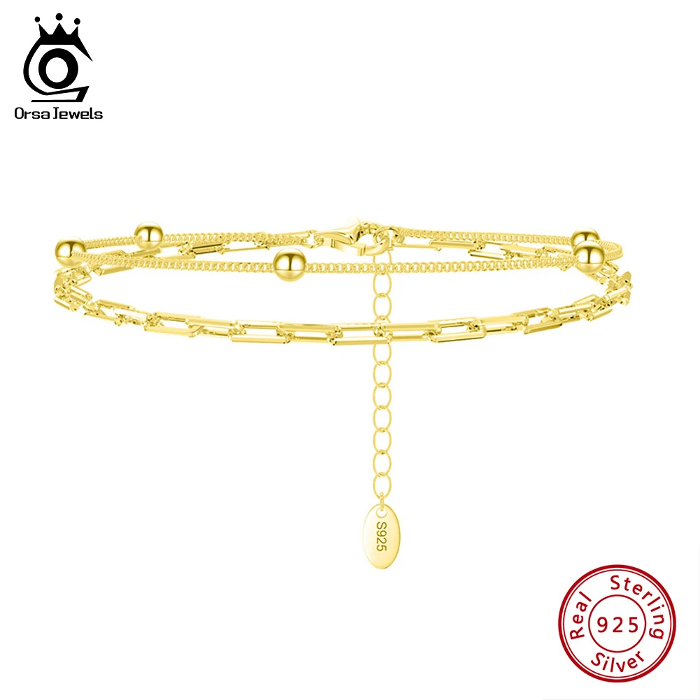 ORSA JEWELS 925 Sterling Silver Double Layer Paperclip Link with Satellite Chain Bracelet for Women Elegant Dainty Jewelry SB175
ORSA JEWELS 925 Sterling Silver Double Layer Paperclip Link with Satellite Chain Bracelet for Women Elegant Dainty Jewelry SB175