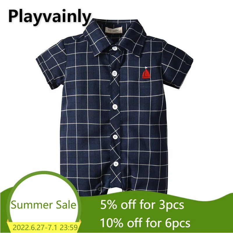 2022 Spring Summer Baby Boy Romper Dark Light Blue Stand Collar Plaid Long Short Sleeves Jumpsuit Infant Gentleman Clothes E2152
2022 Spring Summer Baby Boy Romper Dark Light Blue Stand Collar Plaid Long Short Sleeves Jumpsuit Infant Gentleman Clothes E2152