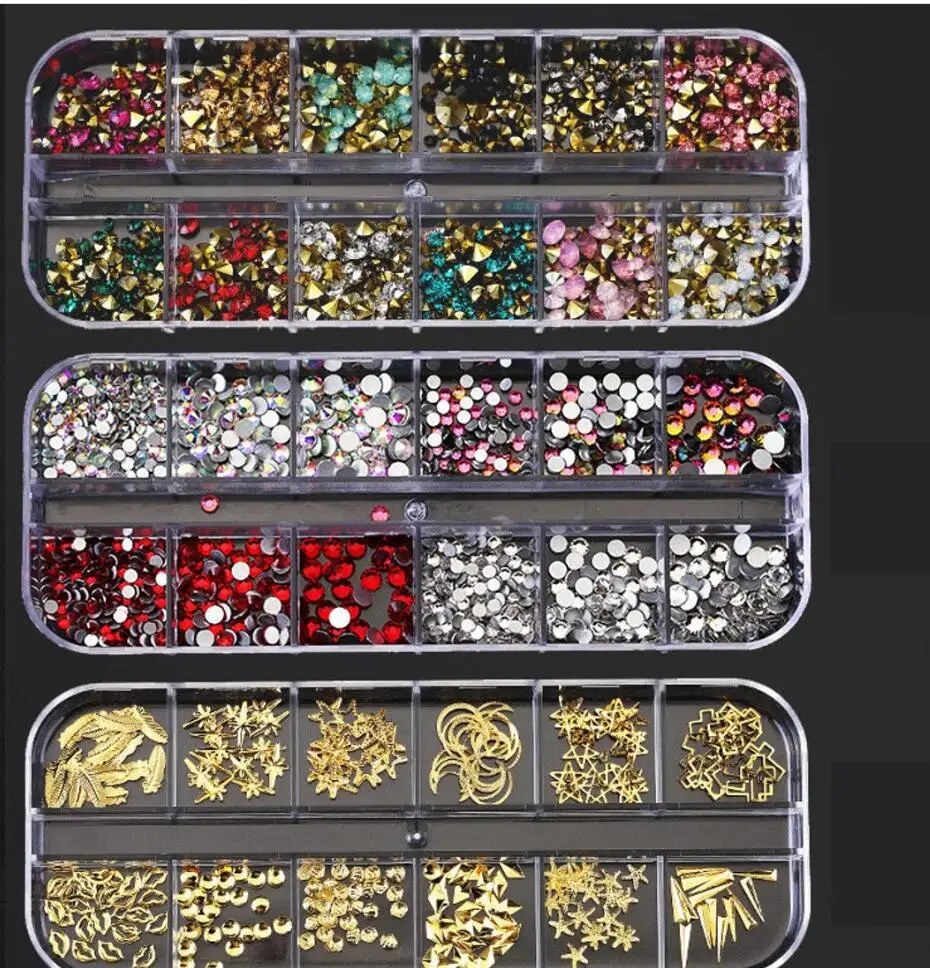 12 Grid Multi-size Nail Rhinestone Crystal AB Clear Nail Stones Gems Pearl Nail Art Decorations Gold/ Silver Rivet Rhinestone,76
12 Grid Multi-size Nail Rhinestone Crystal AB Clear Nail Stones Gems Pearl Nail Art Decorations Gold/ Silver Rivet Rhinestone,76