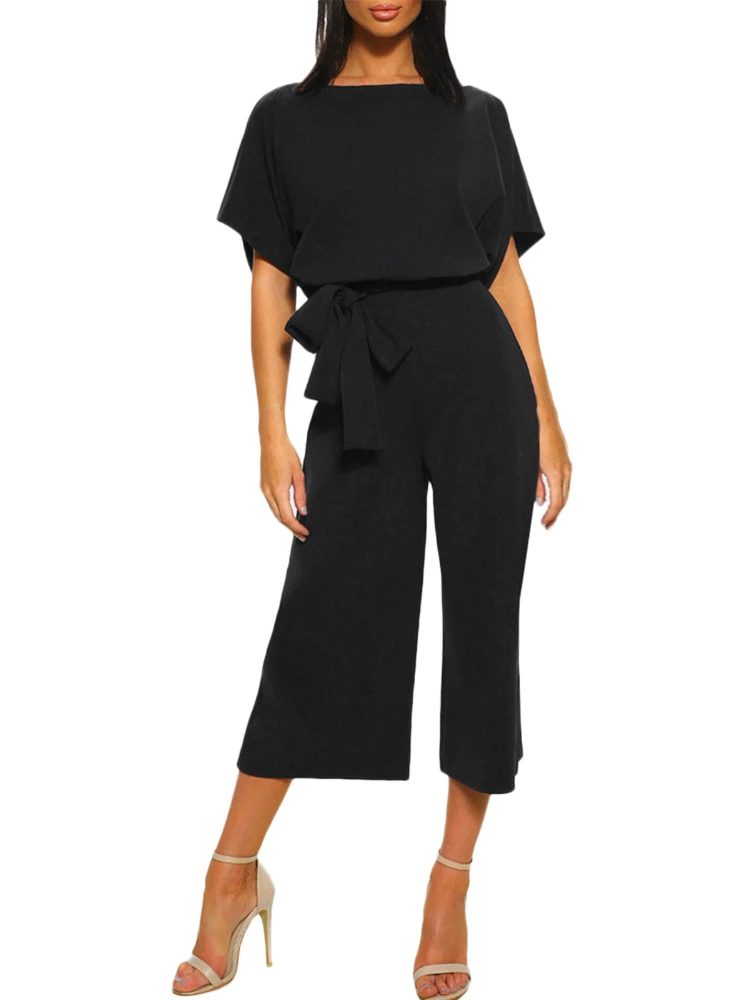 Women's Jumpsuit Casual Slim Comfortable Fashion Loose Elegant Wide Leg Pants with Bow Tie Bat Sleeves Short Sleeved Clothing
Women's Jumpsuit Casual Slim Comfortable Fashion Loose Elegant Wide Leg Pants with Bow Tie Bat Sleeves Short Sleeved Clothing