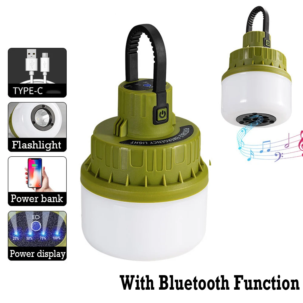 2022 New LED Camping Light Bluetooth Music Built-in LED Bulb Lamp 1800mAh Rechargeable Outdoor Tent Lamp Emergency Flashlight
2022 New LED Camping Light Bluetooth Music Built-in LED Bulb Lamp 1800mAh Rechargeable Outdoor Tent Lamp Emergency Flashlight