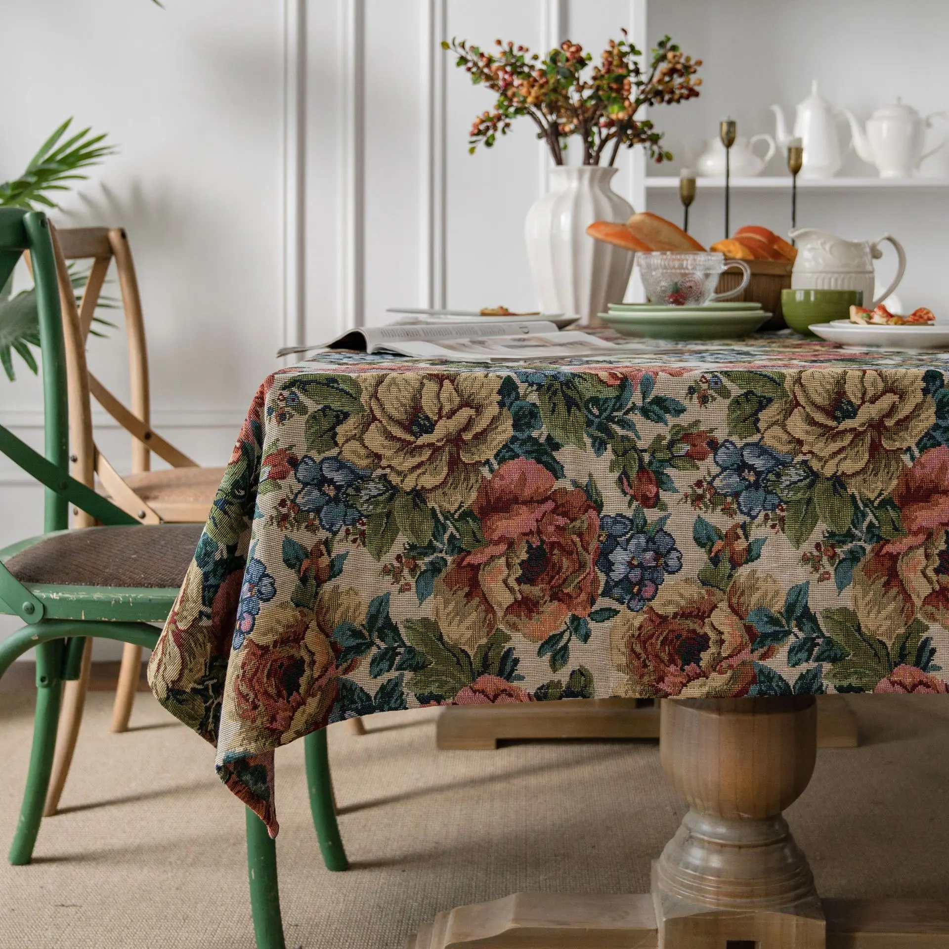 American Tablecloth Jacquard Oil Painting Table Cover Thick Bue Flowers Rectangular Wedding Dining Table Cover decoration
American Tablecloth Jacquard Oil Painting Table Cover Thick Bue Flowers Rectangular Wedding Dining Table Cover decoration