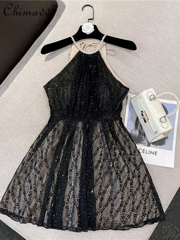 2022 Summer New Fashion Women's Sexy Rhinestones Edge Backless Short Dress High Waist Slim Elegant Sequins Lace Halter Dress
2022 Summer New Fashion Women's Sexy Rhinestones Edge Backless Short Dress High Waist Slim Elegant Sequins Lace Halter Dress