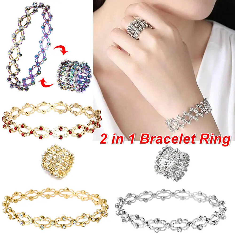 2 in 1 Adjustable Magnetic Therapy Transforming Bracelet Ring Fashion Hollow Magic Twist Ring Jewelry For Women Creative Gifts
2 in 1 Adjustable Magnetic Therapy Transforming Bracelet Ring Fashion Hollow Magic Twist Ring Jewelry For Women Creative Gifts