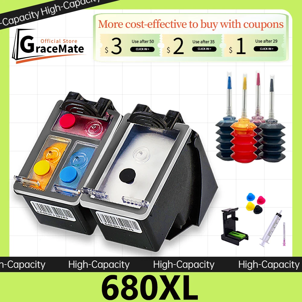 680XL Ink Cartridge Compatible for HP 680 hp680 for Deskjet 2135 2136 2138 3635 3636 3835 4535 4536 4538 4675 4676 4678 Printer
680XL Ink Cartridge Compatible for HP 680 hp680 for Deskjet 2135 2136 2138 3635 3636 3835 4535 4536 4538 4675 4676 4678 Printer