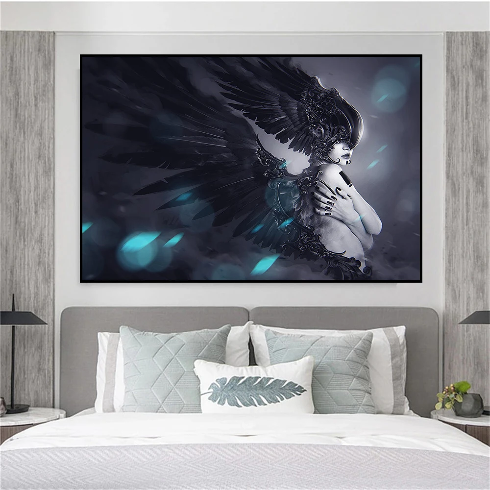 Nordic Beautiful Black Angel Woman Canvas Paintings Prints and Posters Wall Art Pictures for Living Room Home Decoration Cuadros
Nordic Beautiful Black Angel Woman Canvas Paintings Prints and Posters Wall Art Pictures for Living Room Home Decoration Cuadros