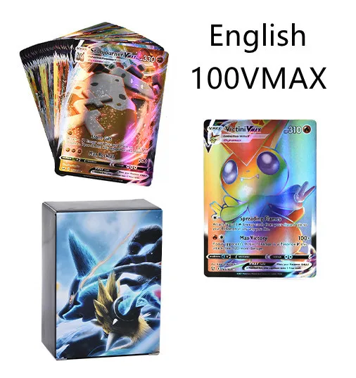 100pc Pokemon English Flash Cards for Kids Anime Figure Pikachu Charizard 60V 40vmax Game Collection Card Children Birthday Gift
100pc Pokemon English Flash Cards for Kids Anime Figure Pikachu Charizard 60V 40vmax Game Collection Card Children Birthday Gift