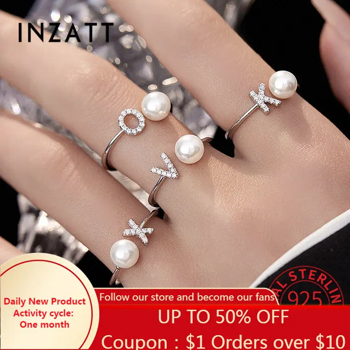 INZATT Real 925 Sterling Silver Zircon 26 Letters Pearl Adjustable Ring For Women Trendy Fine Jewelry Geometric Accessories
INZATT Real 925 Sterling Silver Zircon 26 Letters Pearl Adjustable Ring For Women Trendy Fine Jewelry Geometric Accessories