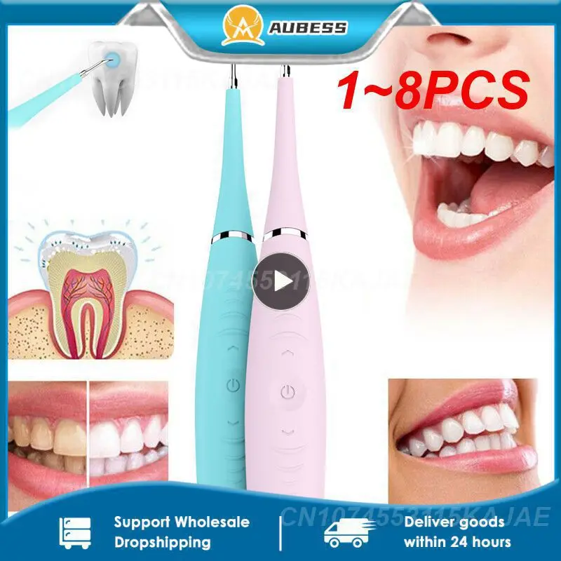 

1~8PCS Household Teeth Cleaning Tartar Cleaning Calculus Tartar Tooth Stain Portable Electric Tooth Cleaner Calculus Remover
