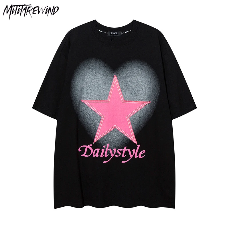 Hazy Love Five-pointed Star Print T-shirts High Street Casual Oversized T Shirt Short-sleeved Tops Tees Streetwear Summer Unisex
Hazy Love Five-pointed Star Print T-shirts High Street Casual Oversized T Shirt Short-sleeved Tops Tees Streetwear Summer Unisex