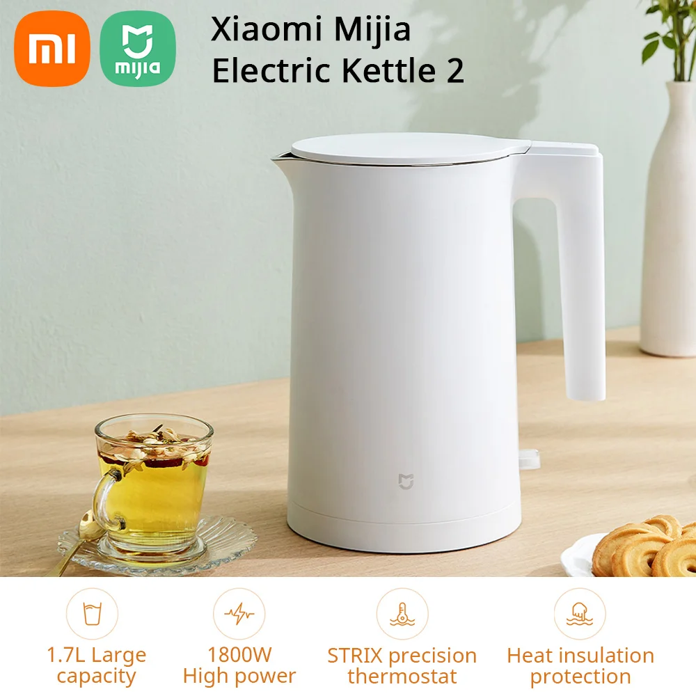 Электрический чайник Xiaomi Mijia, электрочайник из нержавеющей стали с мгновенным нагревом и автоматическим отключением, 1,7 л, 5 минут
Электрический чайник Xiaomi Mijia, электрочайник из нержавеющей стали с мгновенным нагревом и автоматическим отключением, 1,7 л, 5 минут