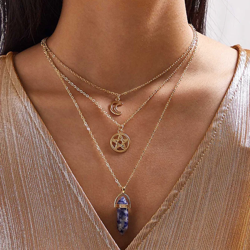 docona Bohemian Hollow Out Star Moon Pendant Necklace Gold Color Choker Multilayer Natural Stone Necklace Jewelry for Women 9503
docona Bohemian Hollow Out Star Moon Pendant Necklace Gold Color Choker Multilayer Natural Stone Necklace Jewelry for Women 9503