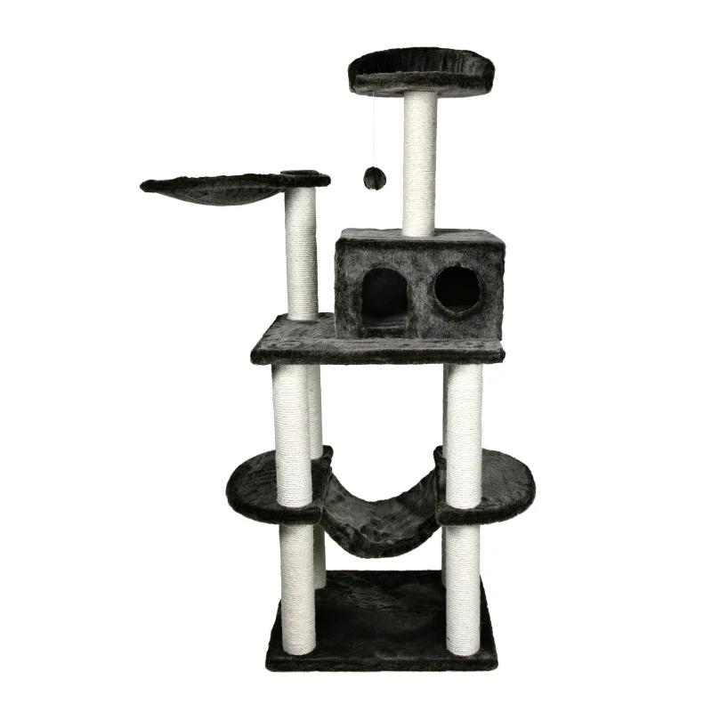 TRIXIE Tarragona Plush & Sisal 5-Level 63.8" Cat Tree with Scratching Posts, Condo & Hammock, Dark Gray cat tree cat toy
TRIXIE Tarragona Plush & Sisal 5-Level 63.8" Cat Tree with Scratching Posts, Condo & Hammock, Dark Gray cat tree cat toy