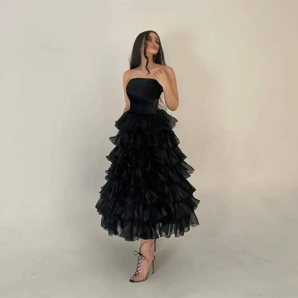 Xijun Black Saudi Arabic Tiered Ruffles Tulle Evening Dresses Strapless Pleat Ruched A-Line Prom Dress Wedding Party Gown 2023
Xijun Black Saudi Arabic Tiered Ruffles Tulle Evening Dresses Strapless Pleat Ruched A-Line Prom Dress Wedding Party Gown 2023