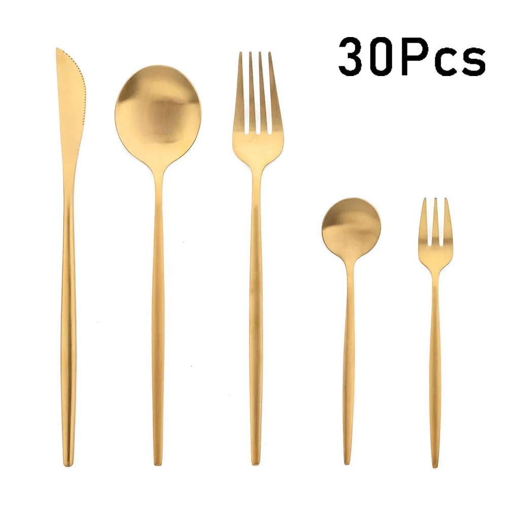 Matte Gold Dinnerware Set Stainless Steel Cutlery Set 12/30Pcs Knife Fork Spoon Dinner Tableware Set Cake Dessert Fruit Tea Fork
Matte Gold Dinnerware Set Stainless Steel Cutlery Set 12/30Pcs Knife Fork Spoon Dinner Tableware Set Cake Dessert Fruit Tea Fork