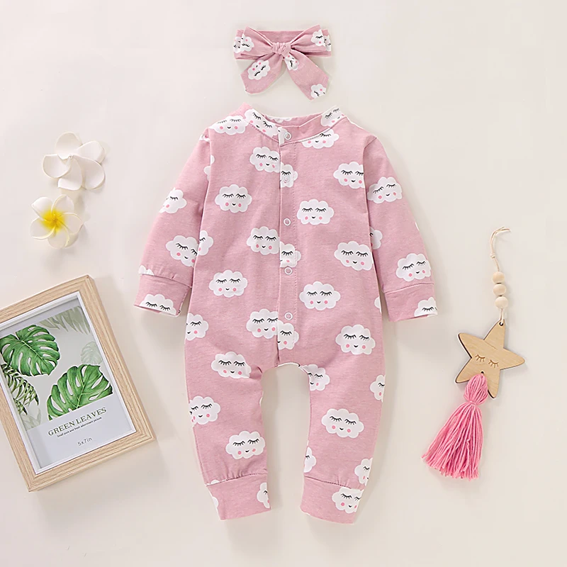 2pcs Spring Autumn Newborn Infant Baby Girls Romper Headband Cloud Cute Jumpsuit Round Neck Long Sleeves Cotton Baby Outfit
2pcs Spring Autumn Newborn Infant Baby Girls Romper Headband Cloud Cute Jumpsuit Round Neck Long Sleeves Cotton Baby Outfit