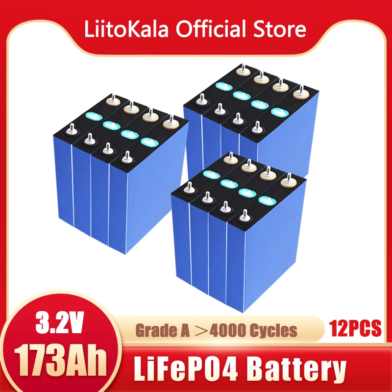 12pcs LiitoKala EVE 3.2V 173Ah LiFePO4 battery 3.2v Lithium iron phosphate battery for 12V 24V battery inverter vehicle RV
12pcs LiitoKala EVE 3.2V 173Ah LiFePO4 battery 3.2v Lithium iron phosphate battery for 12V 24V battery inverter vehicle RV
