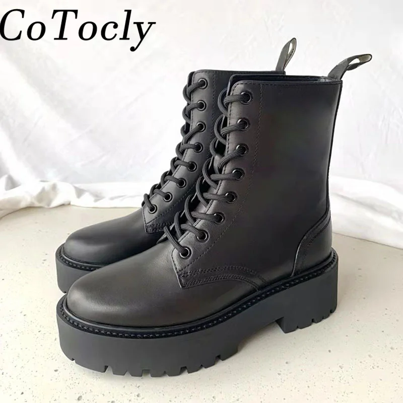 Black Brown Martin Boots Women Genuine Leather Lace Up Ankle Boots Punk Casual Short Boots Woman Street Walk Flats Shoes Women
Black Brown Martin Boots Women Genuine Leather Lace Up Ankle Boots Punk Casual Short Boots Woman Street Walk Flats Shoes Women