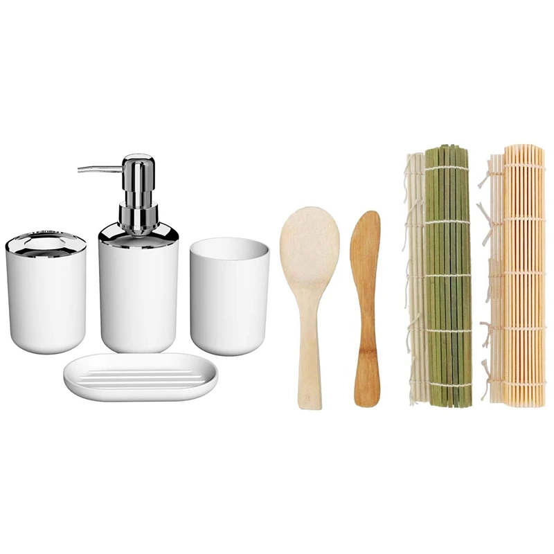 Sushi Mold, Rice Roll Mold Cooking Tools Set With 4 Pcs Plastic Bathroom Accessory Set,Bath Toilet Brush Set
Sushi Mold, Rice Roll Mold Cooking Tools Set With 4 Pcs Plastic Bathroom Accessory Set,Bath Toilet Brush Set