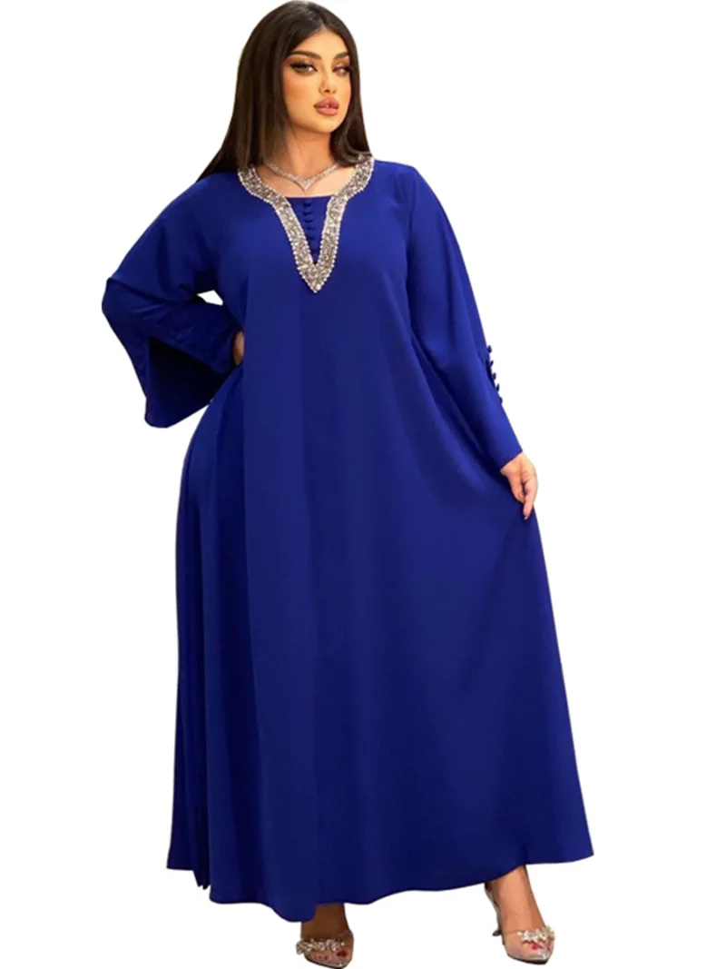 Morocco Party Dress for Women Fashion Diamonds Button Decoration Long Sleeve Party Prom Dress Ramadan Muslim Women Maxi Vestidos
Morocco Party Dress for Women Fashion Diamonds Button Decoration Long Sleeve Party Prom Dress Ramadan Muslim Women Maxi Vestidos