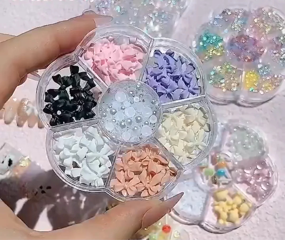 Flower Type Box Kawaii Nail art Charms 6 Grid=6Style 3D Resin Cute Cartoon Bow&Pearl&Bear... Nail Decor DIY Luxury Nail Parts-12
Flower Type Box Kawaii Nail art Charms 6 Grid=6Style 3D Resin Cute Cartoon Bow&Pearl&Bear... Nail Decor DIY Luxury Nail Parts-12