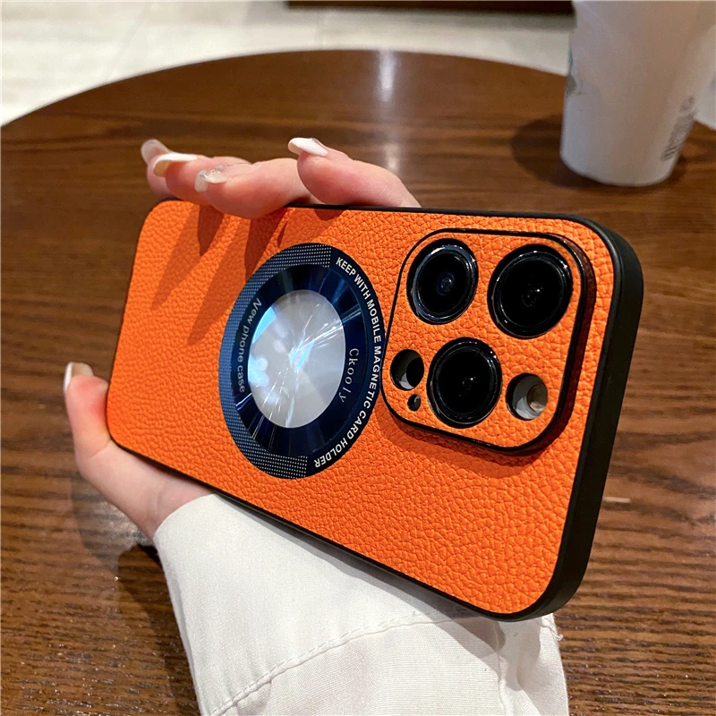 Luxury Litchi Grain Leather Case For iPhone 14 13 12 11 Pro Max Shockproof Camera Protector LOGO Hole Cover For Magsafe Magnetic
Luxury Litchi Grain Leather Case For iPhone 14 13 12 11 Pro Max Shockproof Camera Protector LOGO Hole Cover For Magsafe Magnetic
