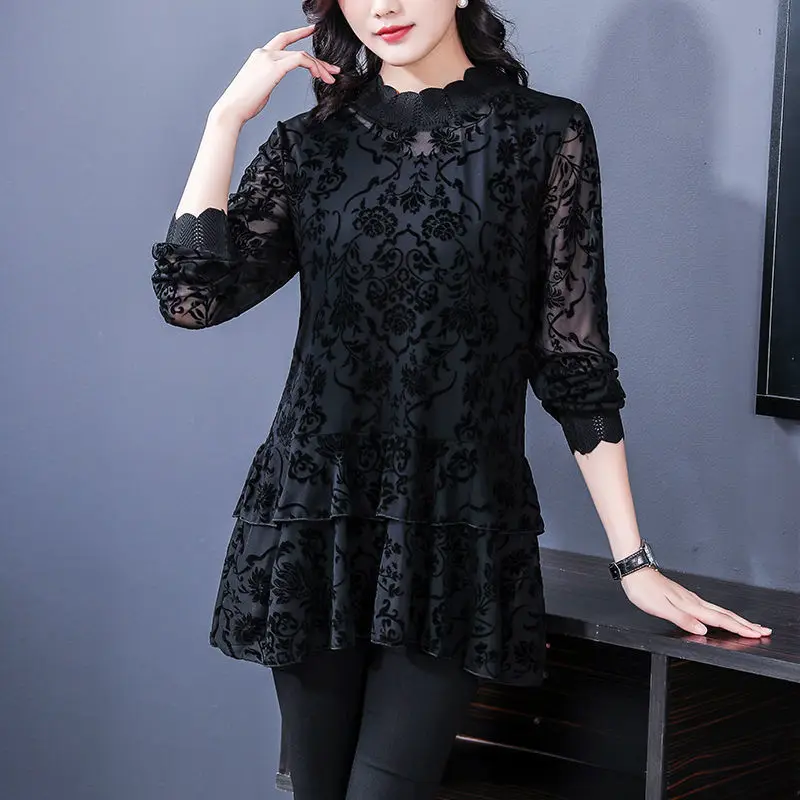 2023 New Spring and Autumn Fashion Temperament Commuting Simple Standing Collar Mesh Flocking High Grade Exquisite Long Shirt
2023 New Spring and Autumn Fashion Temperament Commuting Simple Standing Collar Mesh Flocking High Grade Exquisite Long Shirt