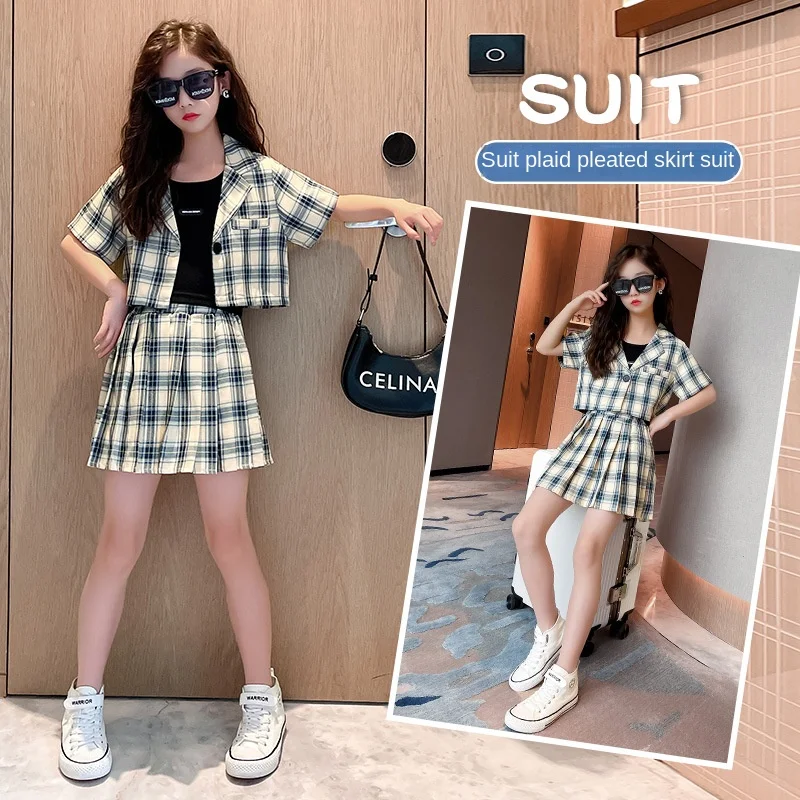 Girls Boutique Outfits Summer Short Sleeve Kids Plaid Suit School Girl clothes Outfit 12 13 14 Teenager girls Pleated Skirt Set
Girls Boutique Outfits Summer Short Sleeve Kids Plaid Suit School Girl clothes Outfit 12 13 14 Teenager girls Pleated Skirt Set