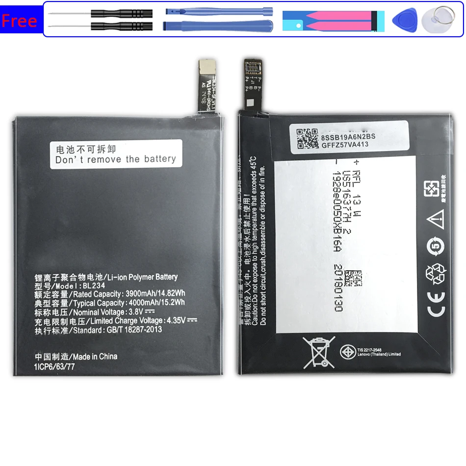 

4000mAh BL234 Replacement Battery for Lenovo A5000 Vibe P1M P1MA40 P70 P70t P70-T P70A P70-A +Tracking Number