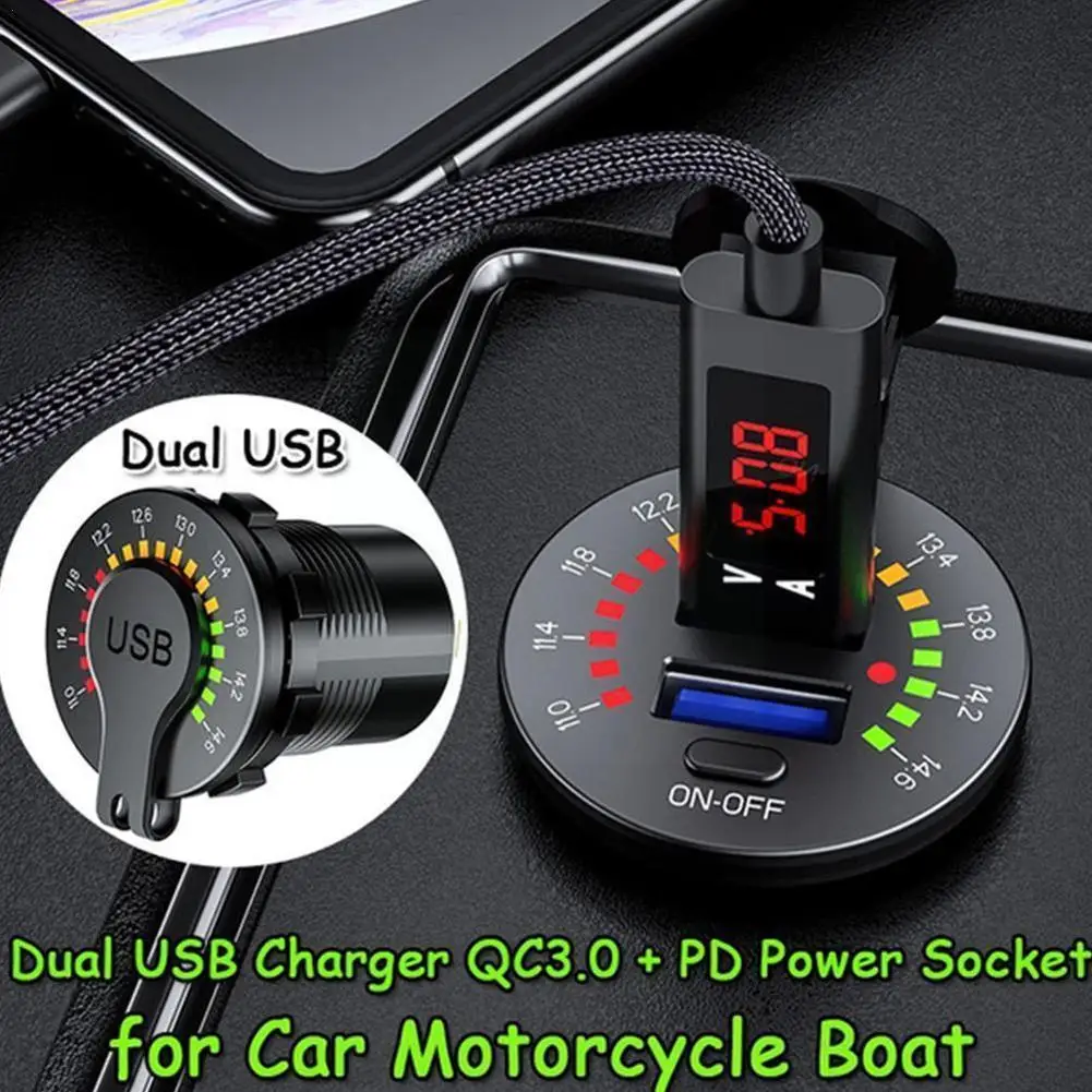 Car Charger QC3.0 Fast Charging Adapter Dual USB Power Voltmeter Switch On/Off Socket LED With H3S4
Car Charger QC3.0 Fast Charging Adapter Dual USB Power Voltmeter Switch On/Off Socket LED With H3S4