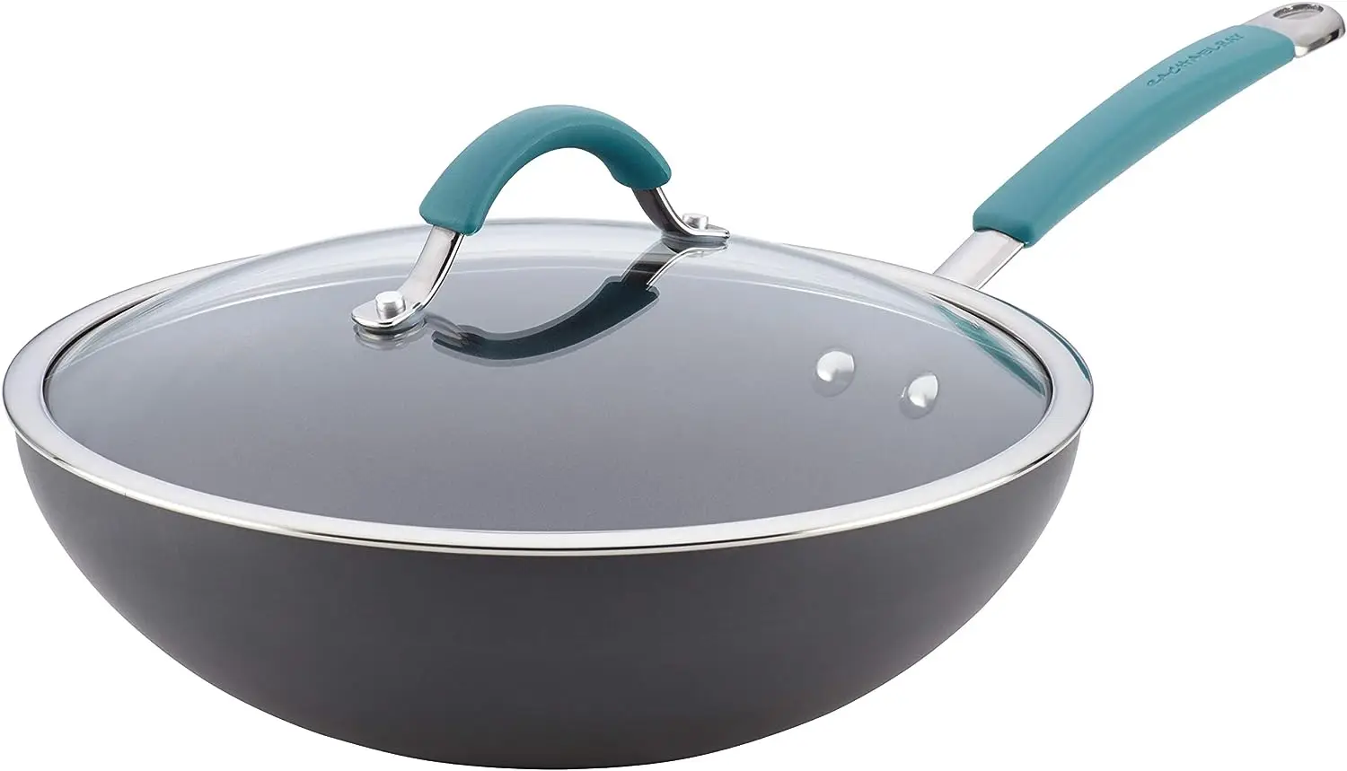 Hard Anodized Nonstick Stir Fry Wok Pan with Lid, 11-Inch Covered, Gray with Blue Handles
Hard Anodized Nonstick Stir Fry Wok Pan with Lid, 11-Inch Covered, Gray with Blue Handles