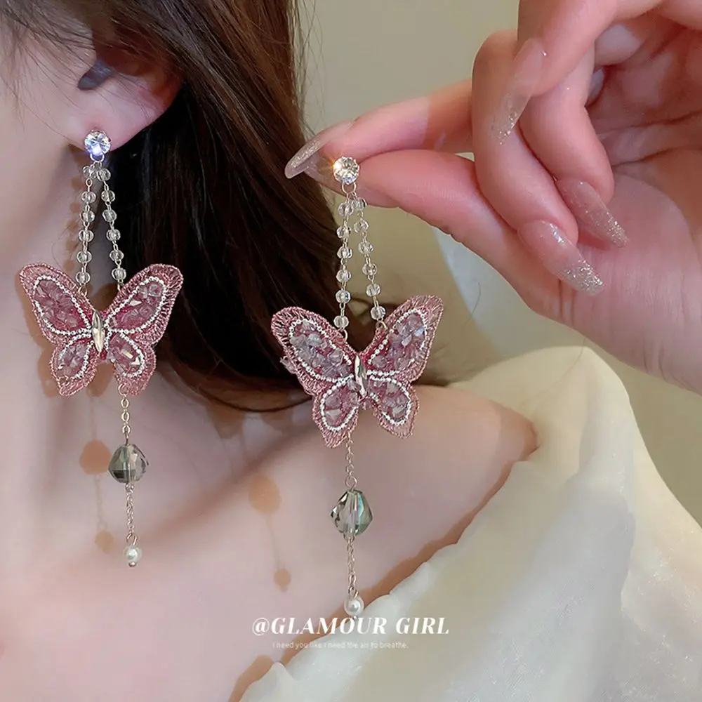 2023 Luxury Elegant Pink Lace Butterfly Crystal Tassel Earrings for Women Korean Fashion Daily Party Earrings Kpop Jewelry Gift
2023 Luxury Elegant Pink Lace Butterfly Crystal Tassel Earrings for Women Korean Fashion Daily Party Earrings Kpop Jewelry Gift