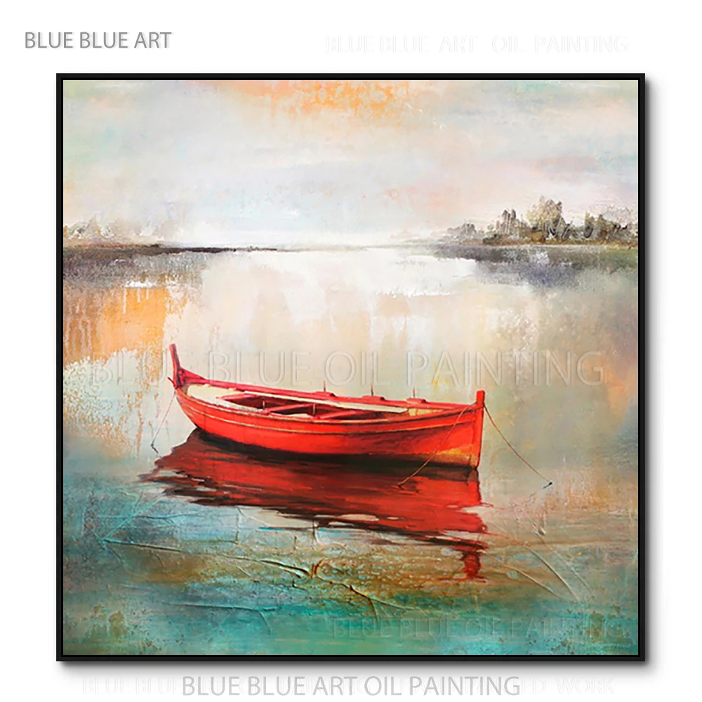 Abstract Landscape Boat Oil Painting for Wall Decor Hand-painted Pop Fine Art Modern Artwork Orange Red Boat Acrylic Painting 
Abstract Landscape Boat Oil Painting for Wall Decor Hand-painted Pop Fine Art Modern Artwork Orange Red Boat Acrylic Painting