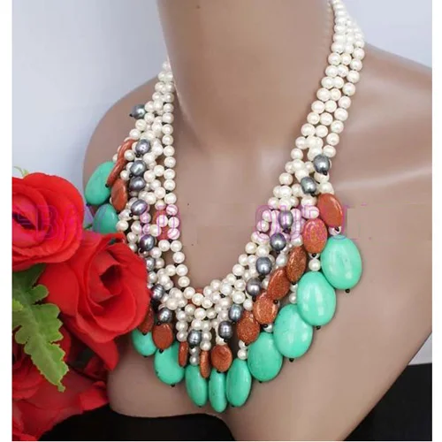 New Arrival Fashion Pearl Jewelry,3 Strand White Freshwater Pearl Turquoise Gold Sun Stone Necklace Handmade Charming Women Gift
New Arrival Fashion Pearl Jewelry,3 Strand White Freshwater Pearl Turquoise Gold Sun Stone Necklace Handmade Charming Women Gift