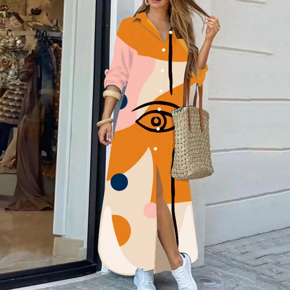 50%HOTLapel Long Sleeve Single-breasted Arc Hem Buttons Placket Shirt Dress Women Autumn Fashionable Printing Loose Maxi Dress F
50%HOTLapel Long Sleeve Single-breasted Arc Hem Buttons Placket Shirt Dress Women Autumn Fashionable Printing Loose Maxi Dress F