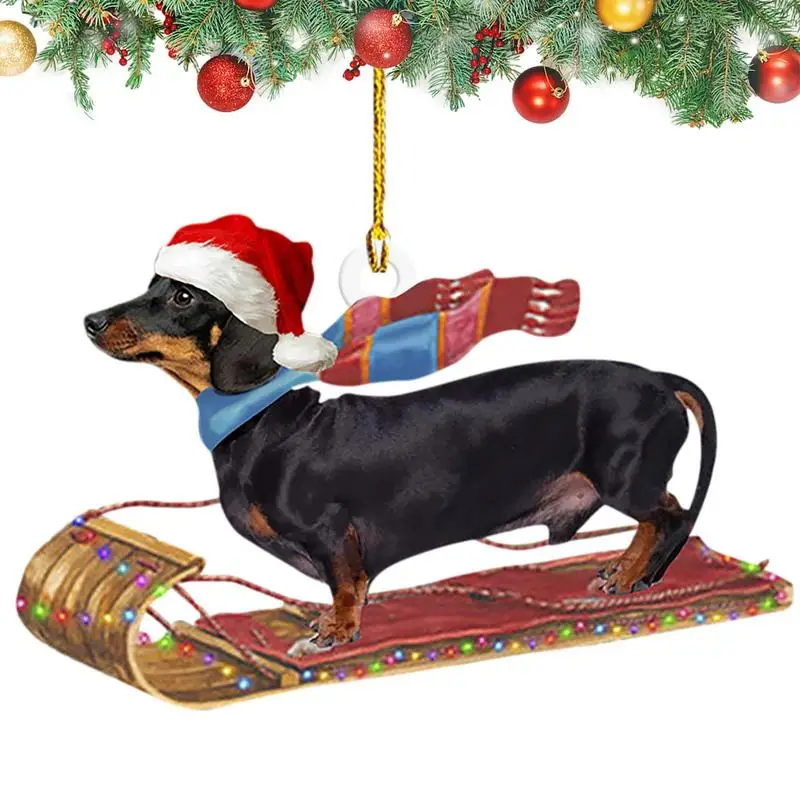 Dachshund Christmas Ornaments Acrylic Christmas Tree Pendants Sausage Dog Hanging Ornaments Dog Christmas Ornaments Craft Decor 
Dachshund Christmas Ornaments Acrylic Christmas Tree Pendants Sausage Dog Hanging Ornaments Dog Christmas Ornaments Craft Decor