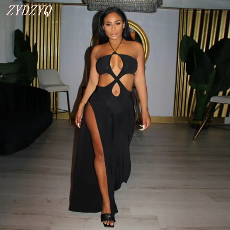 plus size Summer Jumpsuit Women Black Sling Wide-leg Split Sexy Romper One Piece Club Outfits Nightclub Streetwear Wholesale
plus size Summer Jumpsuit Women Black Sling Wide-leg Split Sexy Romper One Piece Club Outfits Nightclub Streetwear Wholesale