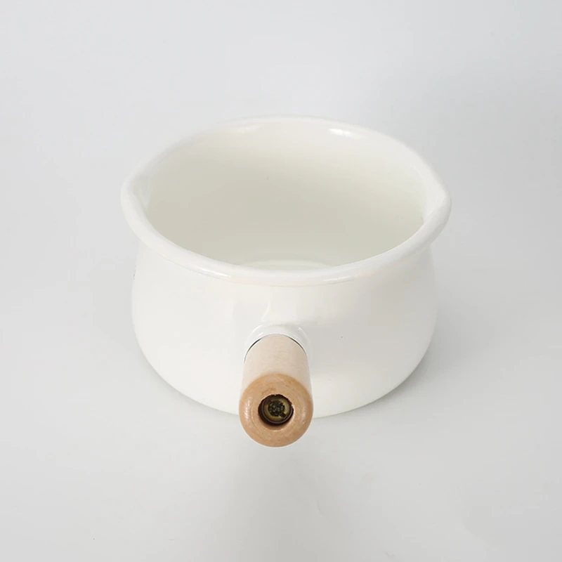 Enamel Milk Pot Wooden Handle Gas Stove Induction Cooker Baby Breakfast Milk Coffee Pot Cookware Single Handle Pan
Enamel Milk Pot Wooden Handle Gas Stove Induction Cooker Baby Breakfast Milk Coffee Pot Cookware Single Handle Pan