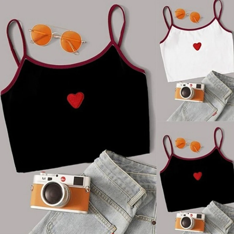 Sexy Women Crop Top 2021 Summer Heart Embroidery Strap Tank Tops Cropped Feminino Ladies Elastic Shirt Vest Camisole
Sexy Women Crop Top 2021 Summer Heart Embroidery Strap Tank Tops Cropped Feminino Ladies Elastic Shirt Vest Camisole